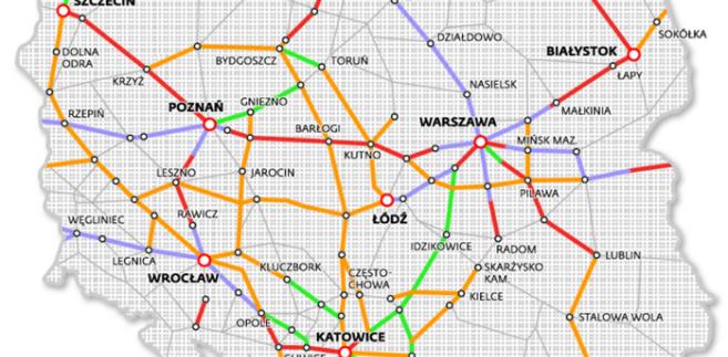 mapa pkp polski Mapa wielkiej modernizacji na kolei. 10 lat utrudnień na torach 