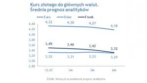 Kurs złotego do głównych walut (Źródło: Money.pl na podstawie prognoz analityków)